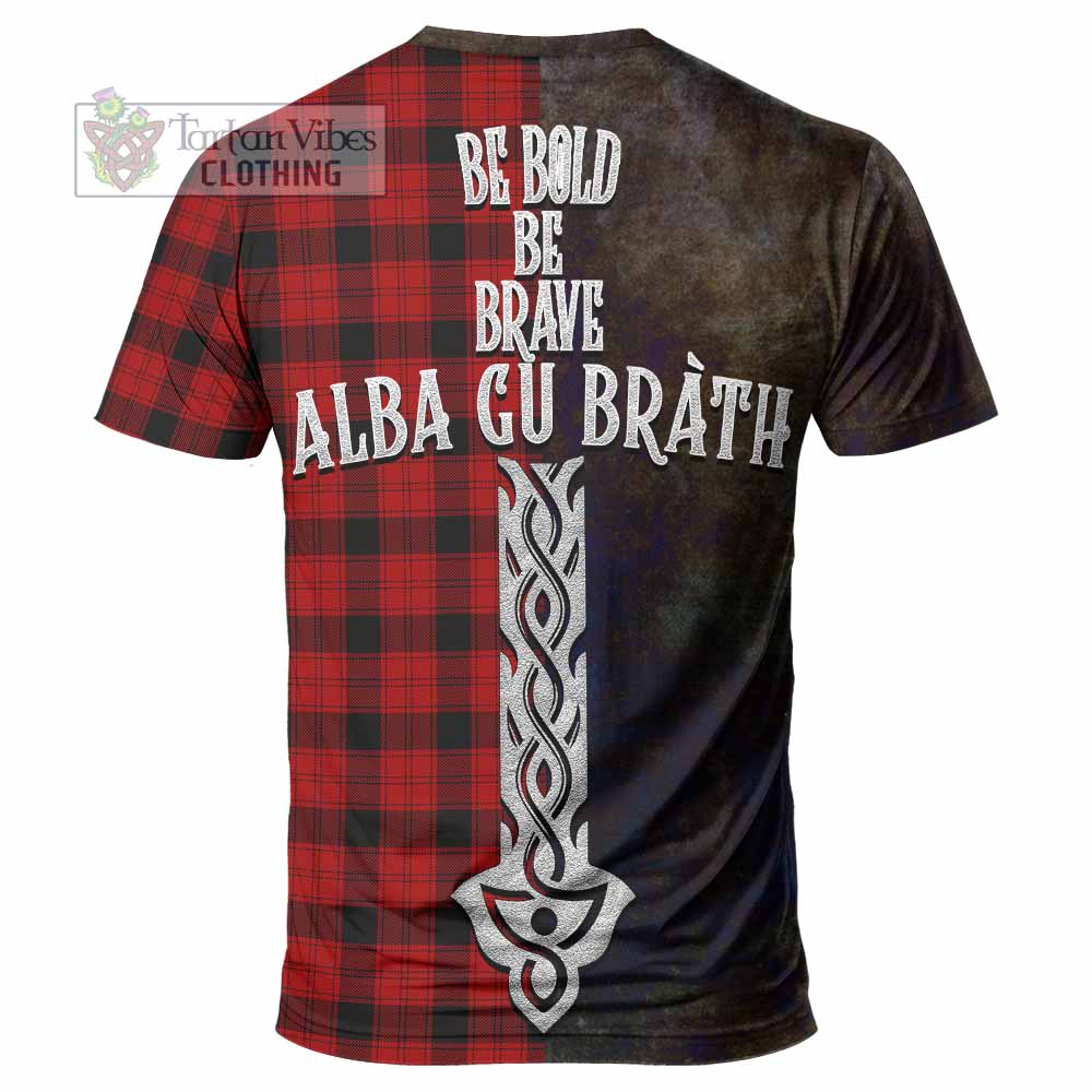 Tartan Vibes Clothing Ewing Tartan Family Crest T-Shirt Alba Gu Brath Be Brave Lion Ancient Style
