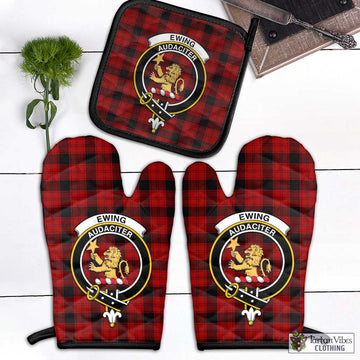 Ewing Tartan Combo Oven Mitt & Pot-Holder with Family Crest Combo 1 Oven Mitt & 1 Pot-Holder Black - Tartan Vibes Clothing