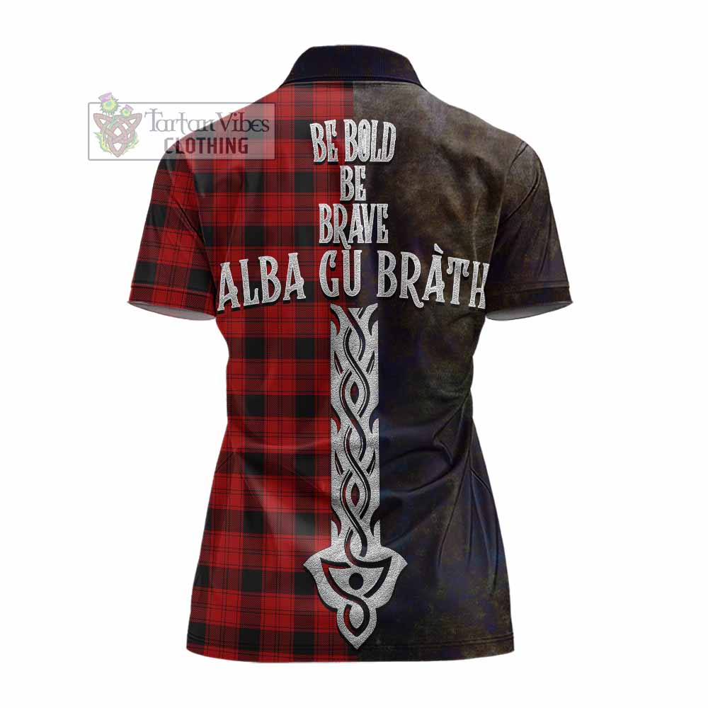 Tartan Vibes Clothing Ewing Tartan Family Crest Women's Polo Shirt Alba Gu Brath Be Brave Lion Ancient Style