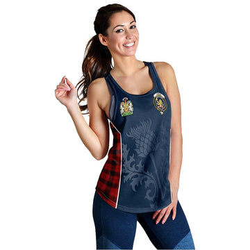 Ewing Tartan Women's Racerback Tanks with Family Crest and Scottish Thistle Vibes Sport Style