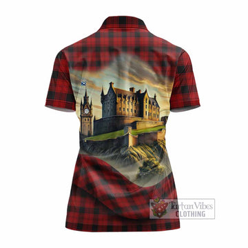 Tartan Vibes Clothing Ewing Tartan Family Crest Women's Polo Shirt with Scottish Ancient Castle Stype