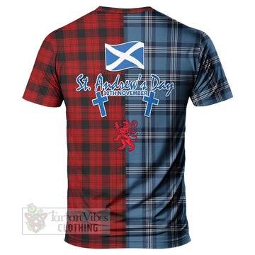 Tartan Vibes Clothing Ewing Tartan T-Shirt Happy St. Andrew's Day Half Tartan Style