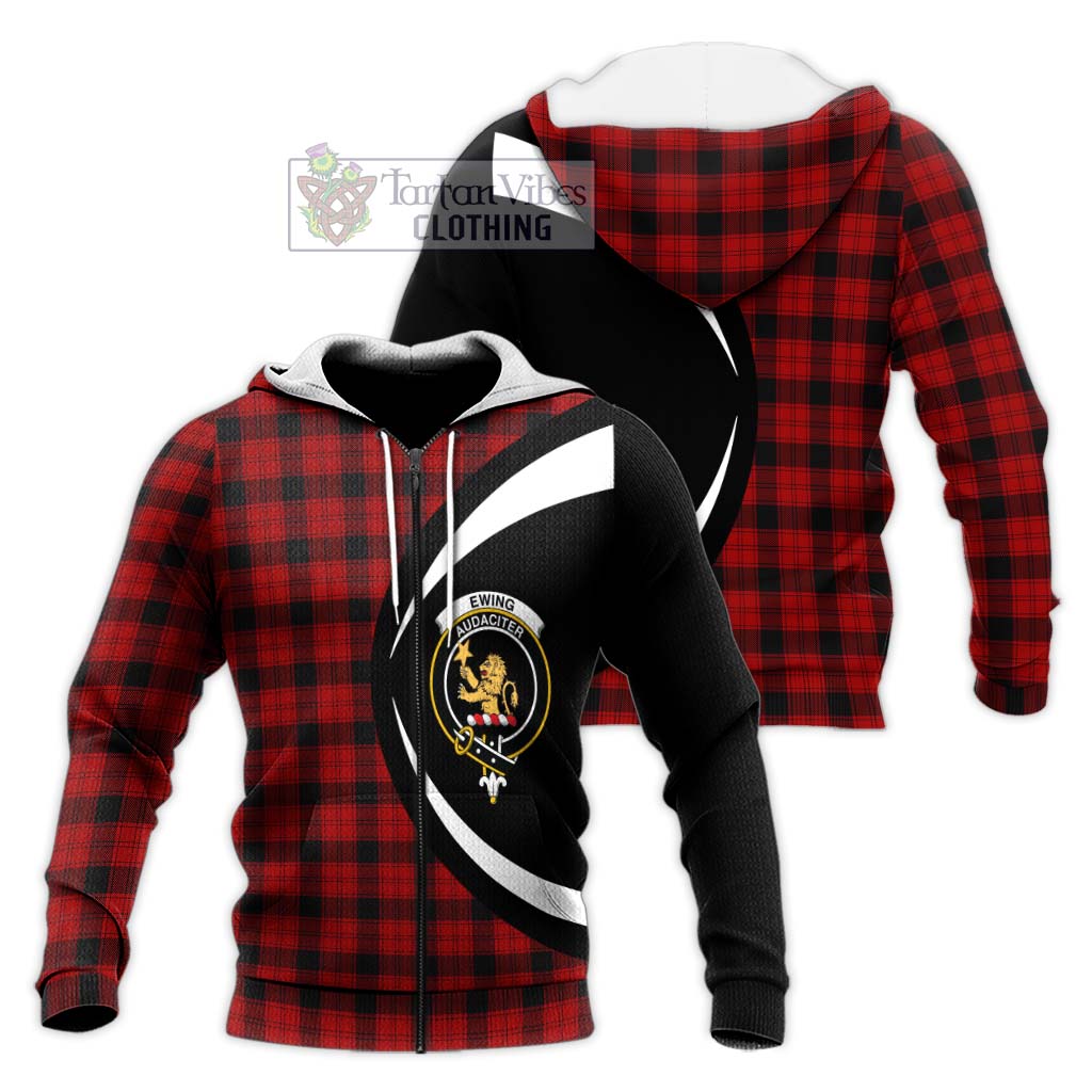 Ewing Tartan Knitted Hoodie with Family Crest Circle Style Unisex Knitted Zip Hoodie - Tartan Vibes Clothing