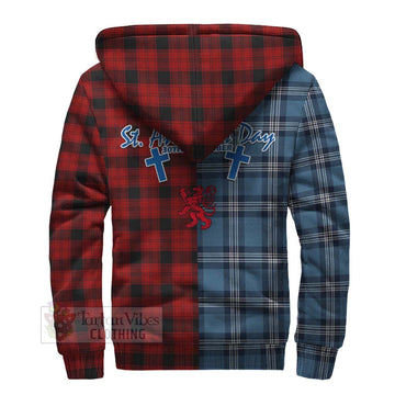 Ewing Tartan Sherpa Hoodie Happy St. Andrew's Day Half Tartan Style