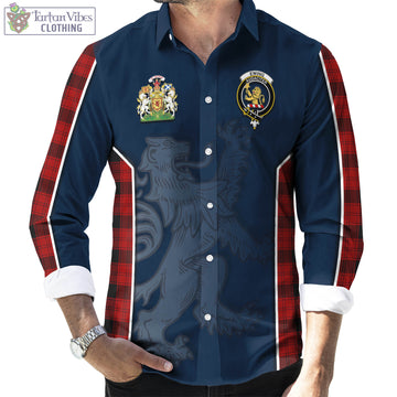 Ewing Tartan Long Sleeve Button Up Shirt with Family Crest and Lion Rampant Vibes Sport Style