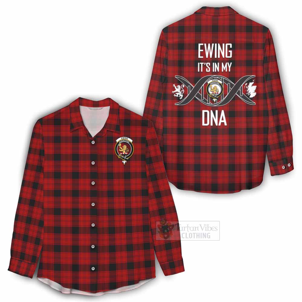 Tartan Vibes Clothing Ewing Tartan Women's Casual Shirt with Family Crest DNA In Me Style