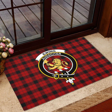 Ewing Tartan Rubber Doormat with Family Crest
