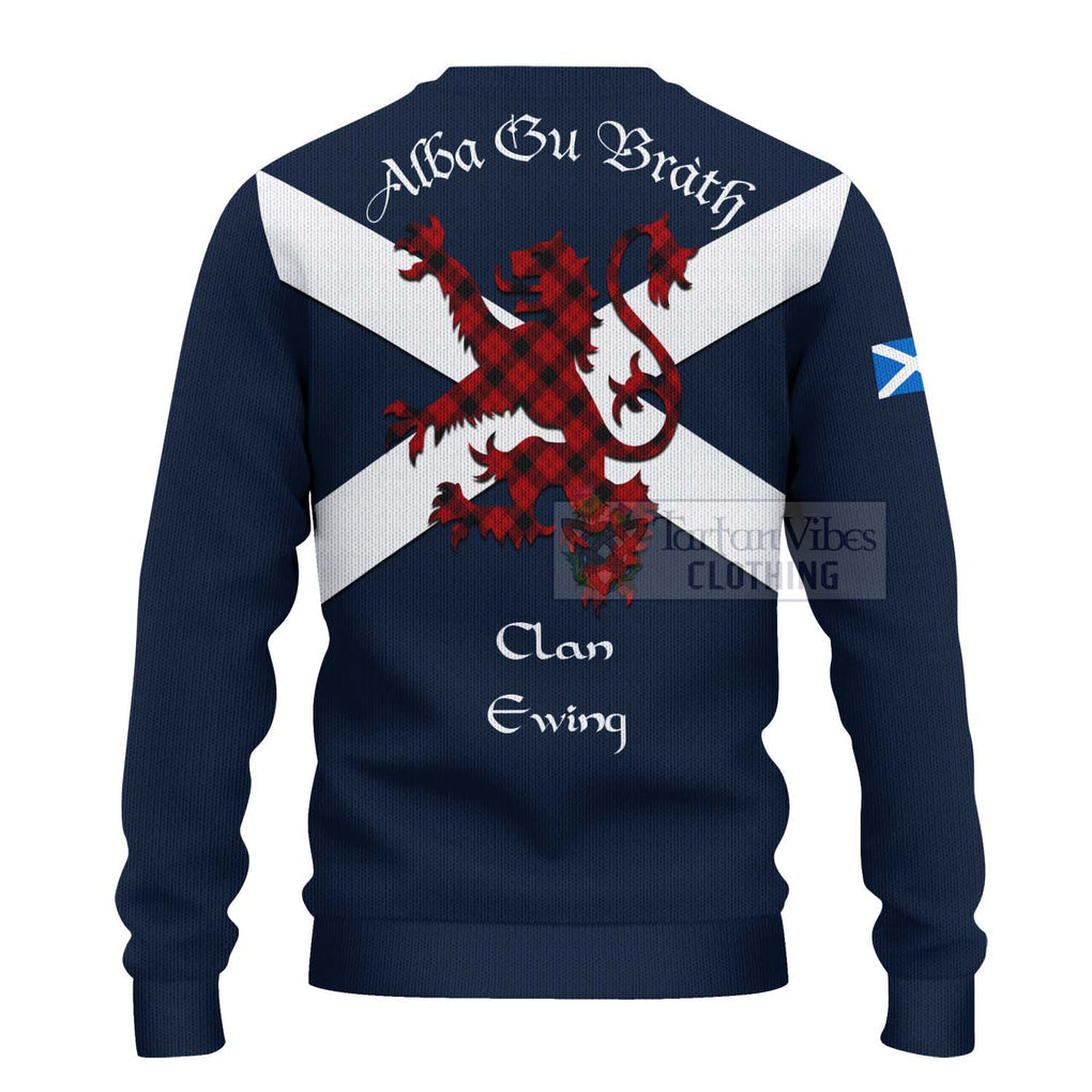 Tartan Vibes Clothing Ewing Tartan Lion Rampant Knitted Sweater – Proudly Display Your Heritage with Alba Gu Brath and Clan Name