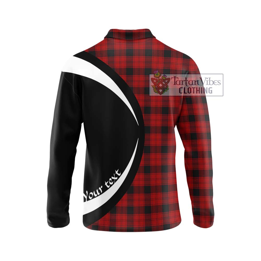 Ewing Tartan Long Sleeve Polo Shirt with Family Crest Circle Style - Tartan Vibes Clothing