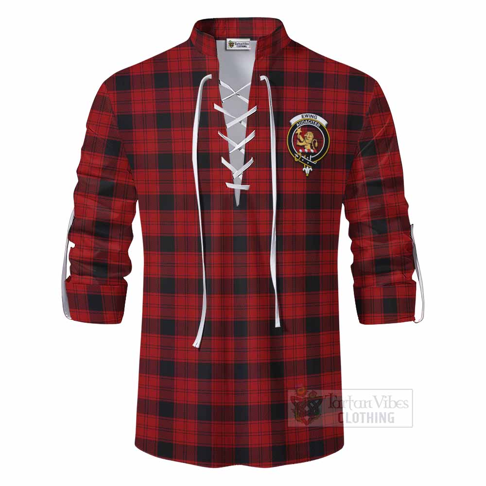 Tartan Vibes Clothing Ewing Tartan Ghillie Kilt Shirt with Family Crest DNA In Me Style