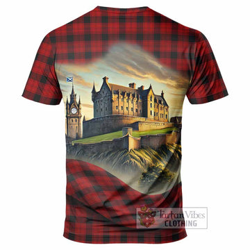 Tartan Vibes Clothing Ewing Tartan Family Crest T-Shirt with Scottish Ancient Castle Stype