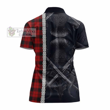 Tartan Vibes Clothing Ewing Tartan Women's Polo Shirt with Family Crest Cross Sword Thistle Celtic Vibes