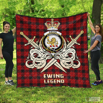 Ewing Tartan Quilt with Clan Crest and the Golden Sword of Courageous Legacy