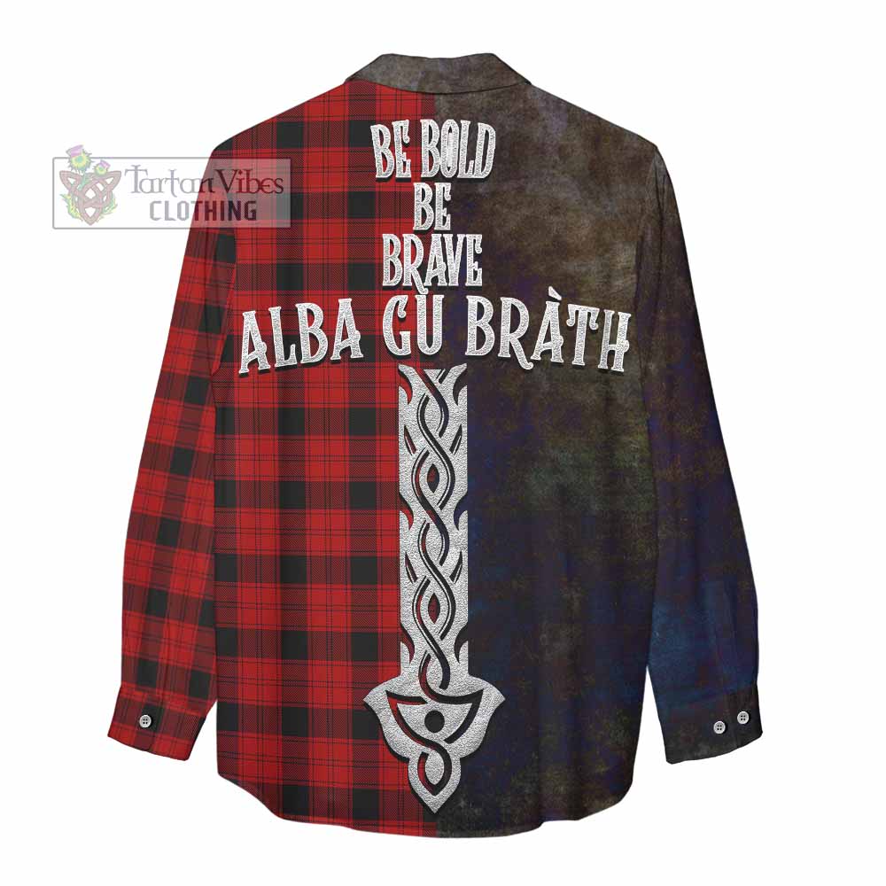 Tartan Vibes Clothing Ewing Tartan Family Crest Women's Casual Shirt Alba Gu Brath Be Brave Lion Ancient Style
