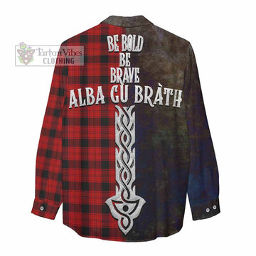 Ewing Tartan Family Crest Women's Casual Shirt Alba Gu Brath Be Brave Lion Ancient Style