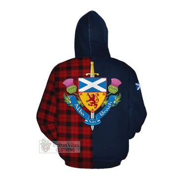 Tartan Vibes Clothing Ewing Tartan Cotton Hoodie Alba with Scottish Lion Royal Arm Half Style