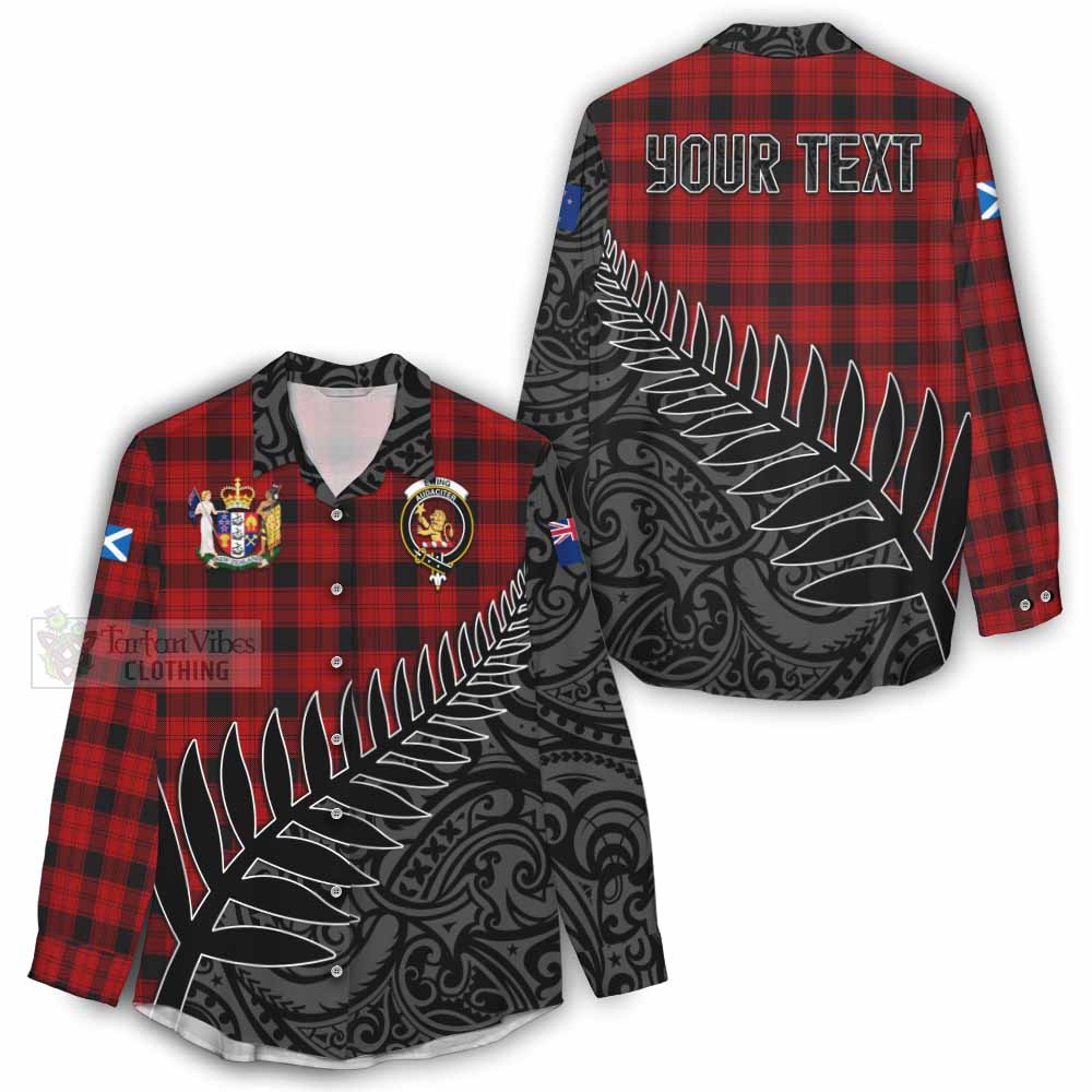 Tartan Vibes Clothing Ewing Crest Tartan Women's Casual Shirt with New Zealand Silver Fern Half Style