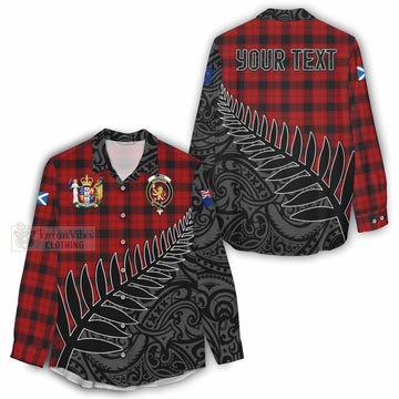 Tartan Vibes Clothing Ewing Crest Tartan Women's Casual Shirt with New Zealand Silver Fern Half Style