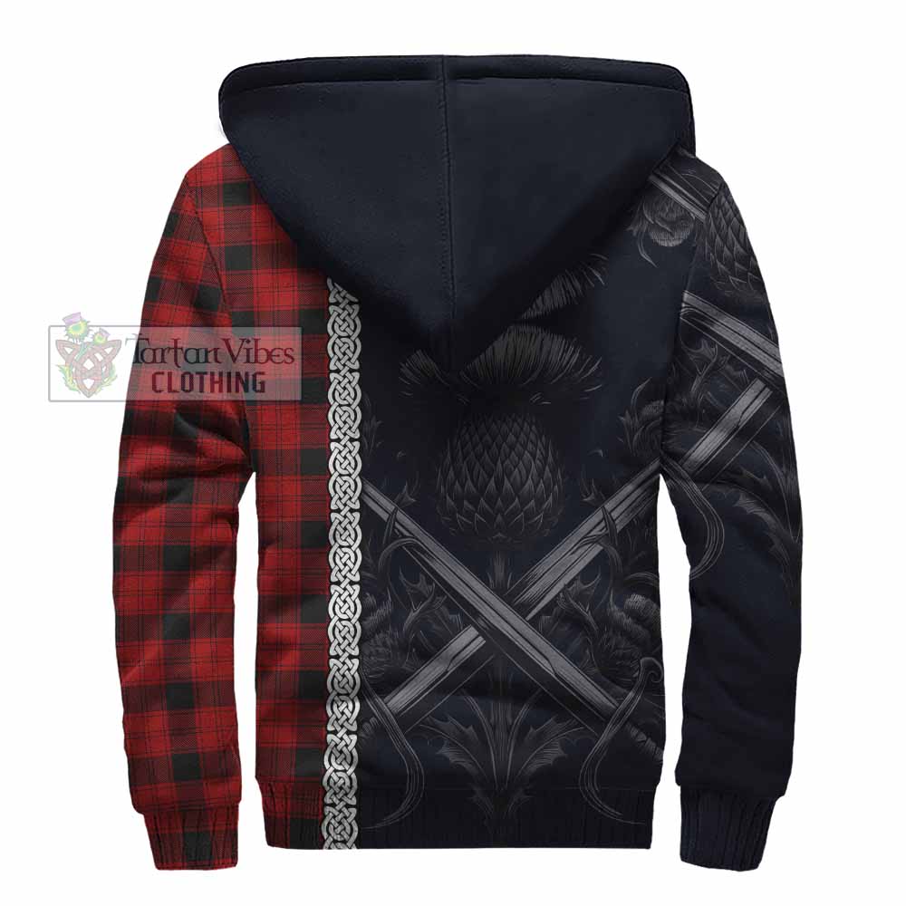 Tartan Vibes Clothing Ewing Tartan Sherpa Hoodie with Family Crest Cross Sword Thistle Celtic Vibes