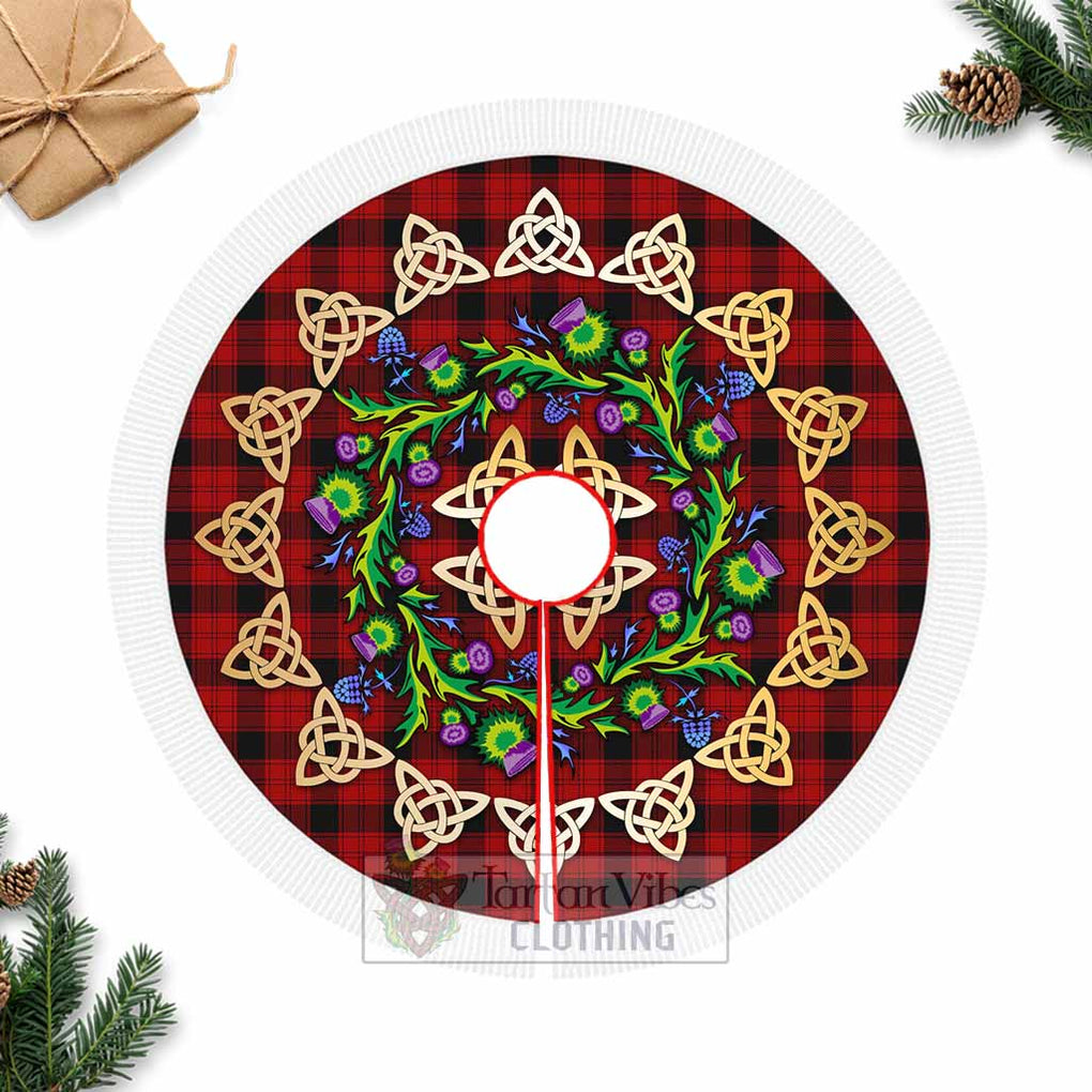 Tartan Vibes Clothing Ewing Tartan Christmas Tree Skirt with Thistle Celtic Knot Style