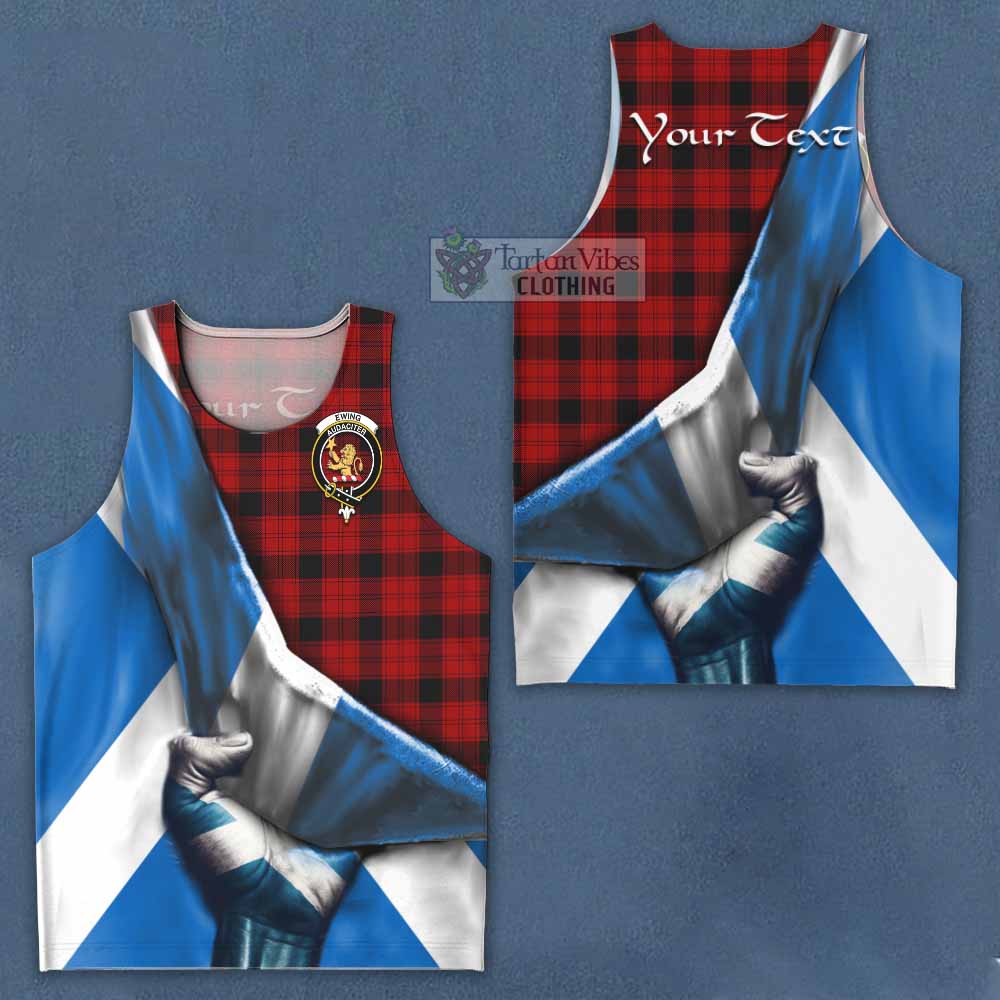 Tartan Vibes Clothing Ewing Tartan Men's Tank Top with Family Crest Scotland Patriotic Style