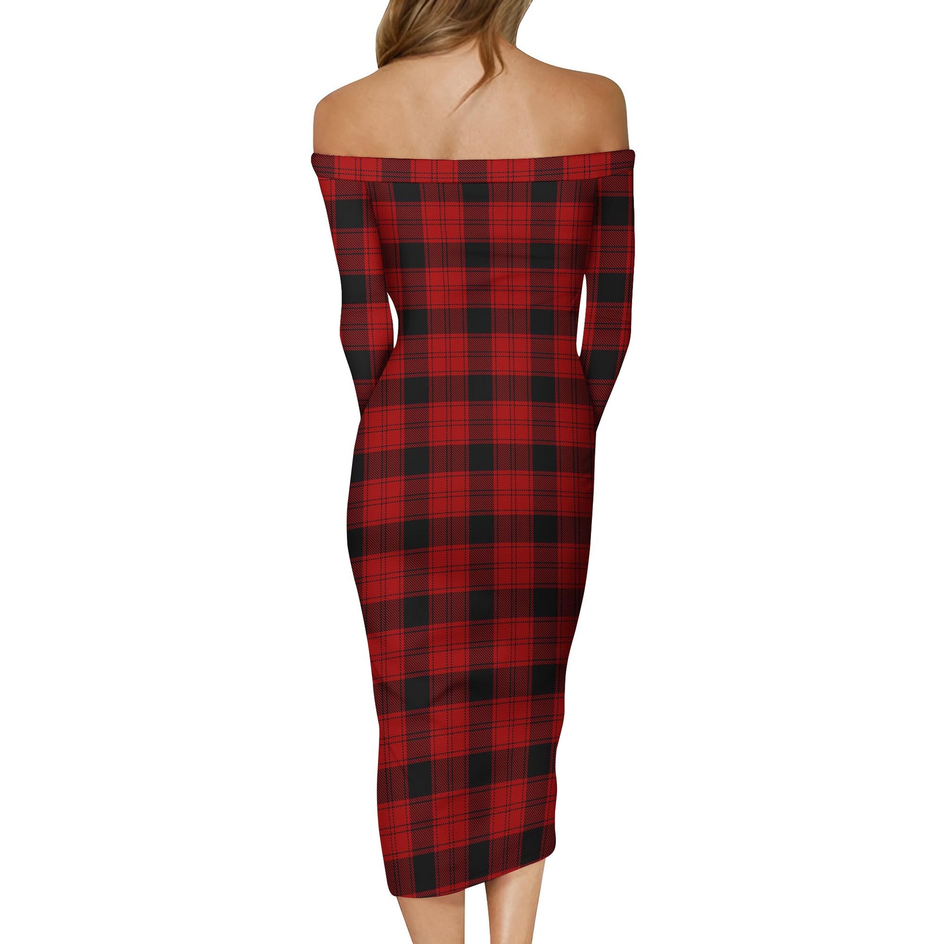 Ewing Tartan Off Shoulder Lady Dress - Tartanvibesclothing