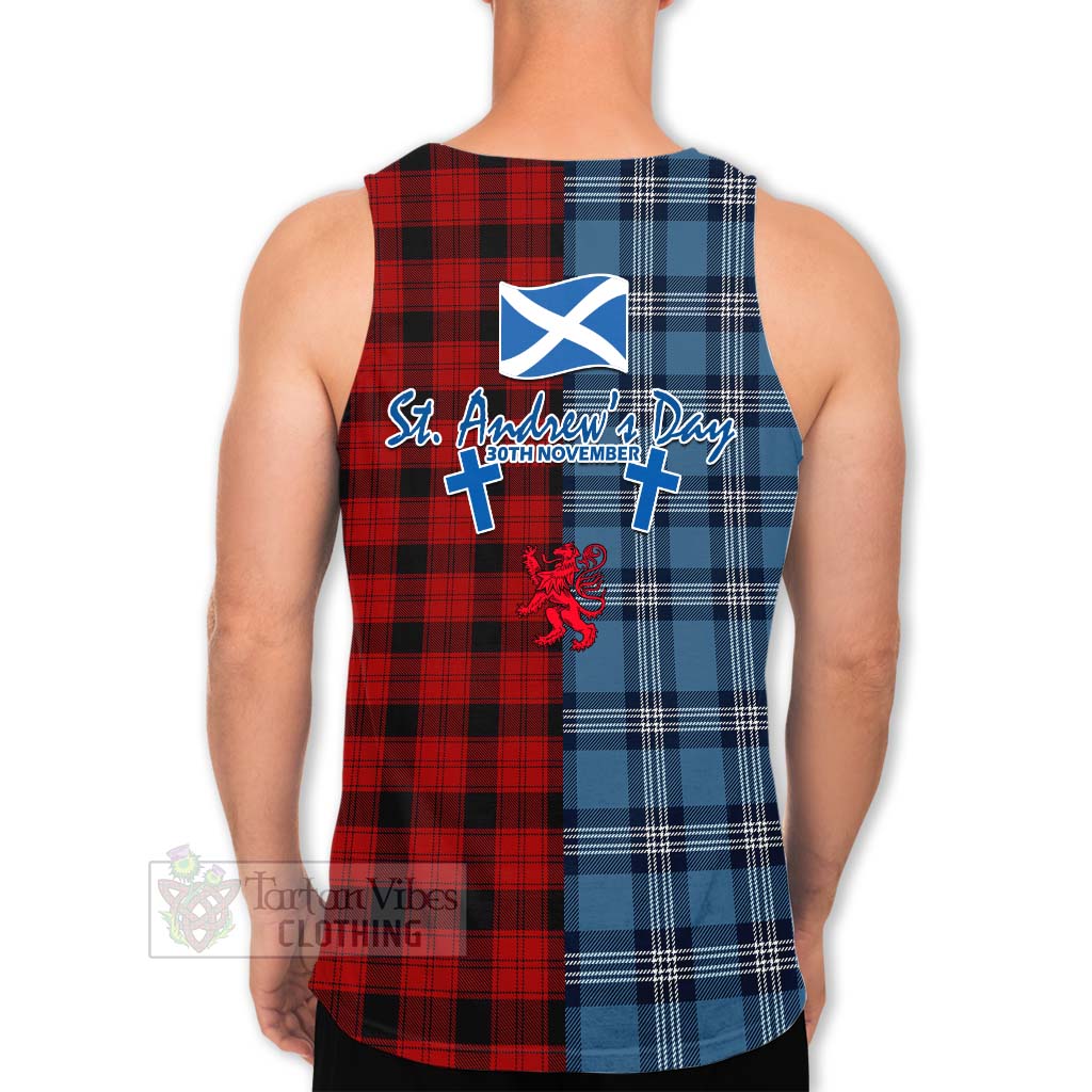 Tartan Vibes Clothing Ewing Tartan Men's Tank Top Happy St. Andrew's Day Half Tartan Style