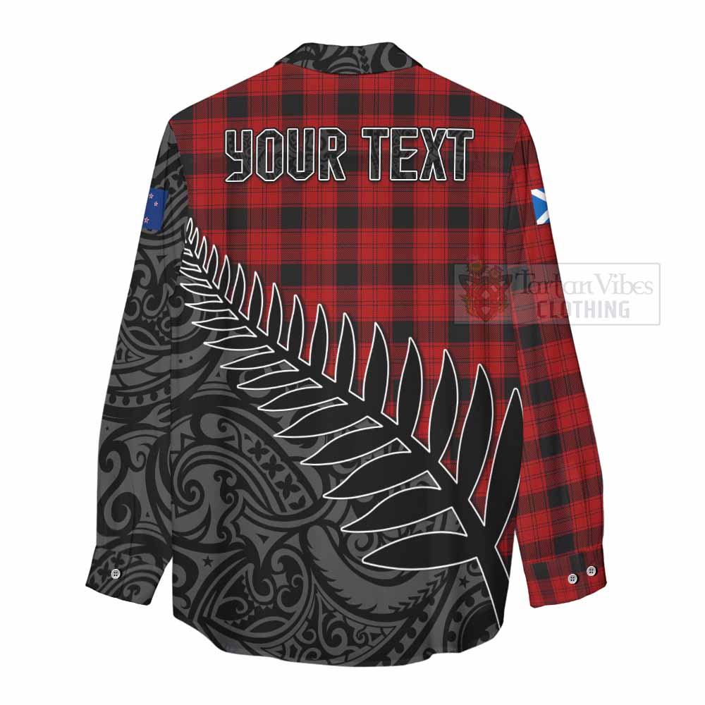 Tartan Vibes Clothing Ewing Crest Tartan Women's Casual Shirt with New Zealand Silver Fern Half Style