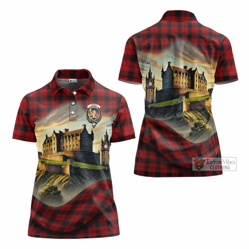 Tartan Vibes Clothing Ewing Tartan Family Crest Women's Polo Shirt with Scottish Ancient Castle Stype