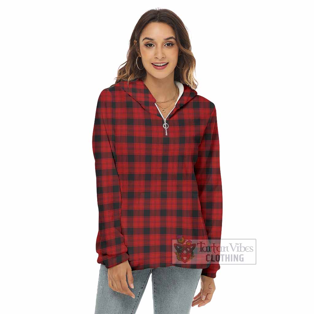 Tartan Vibes Clothing Ewing Tartan Women's Borg  Half Zip Fleece Hoodie