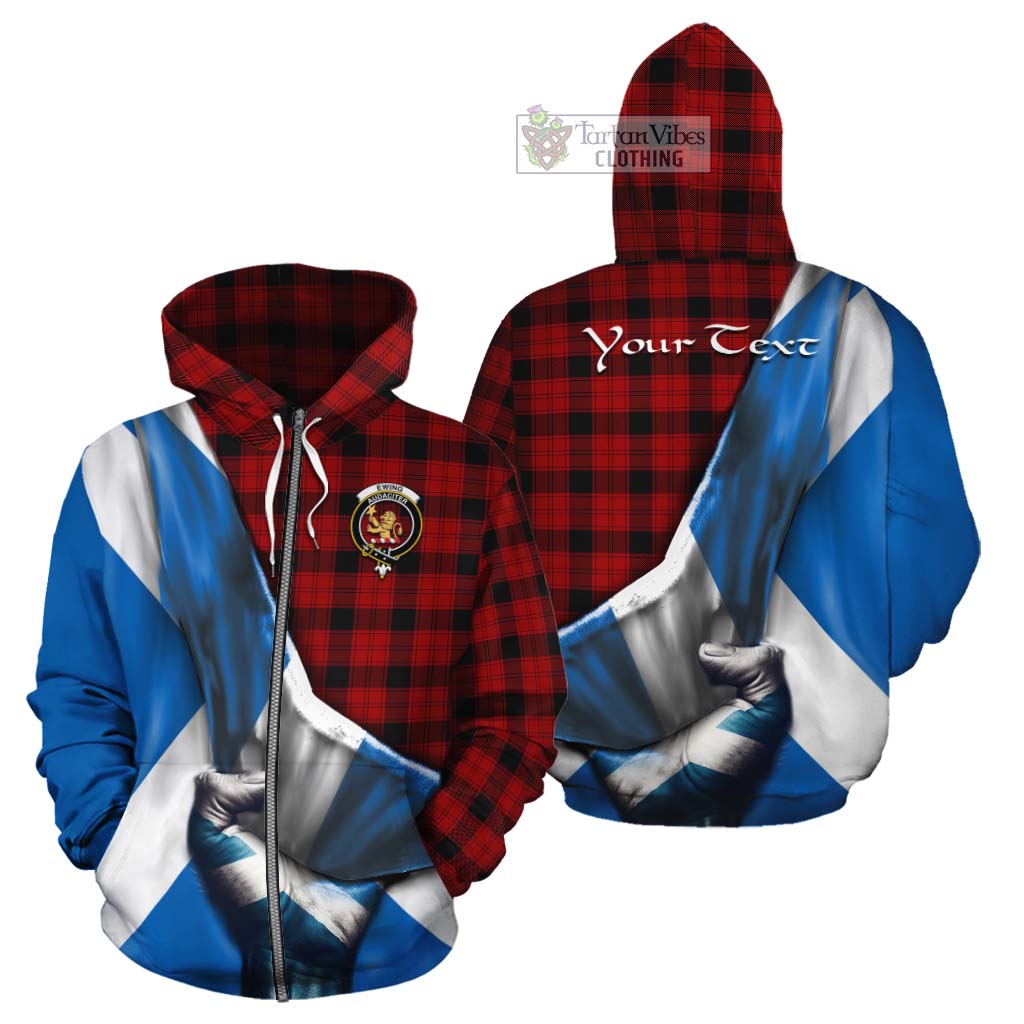 Tartan Vibes Clothing Ewing Tartan Cotton Hoodie with Family Crest Scotland Patriotic Style