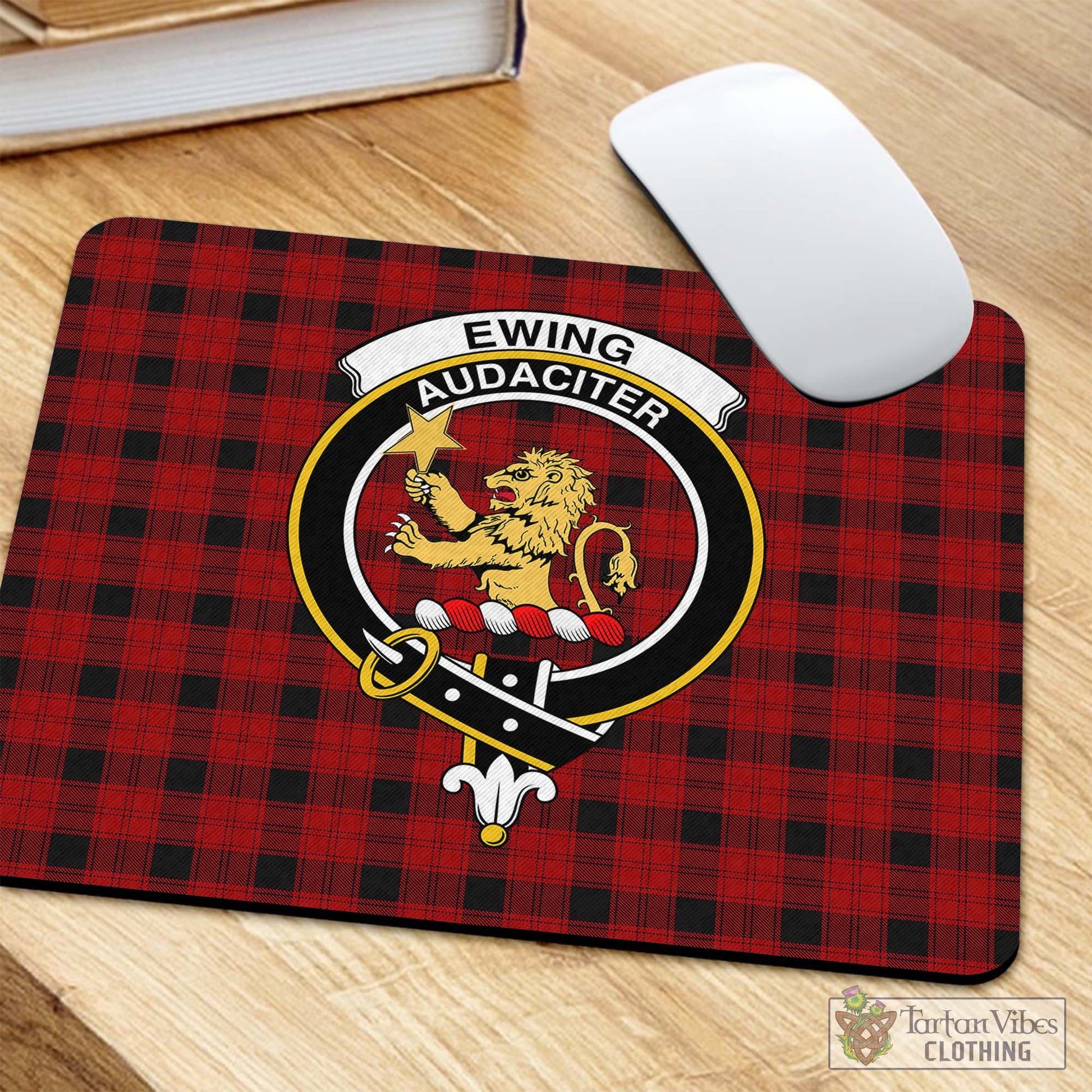 Tartan Vibes Clothing Ewing Tartan Mouse Pad with Family Crest