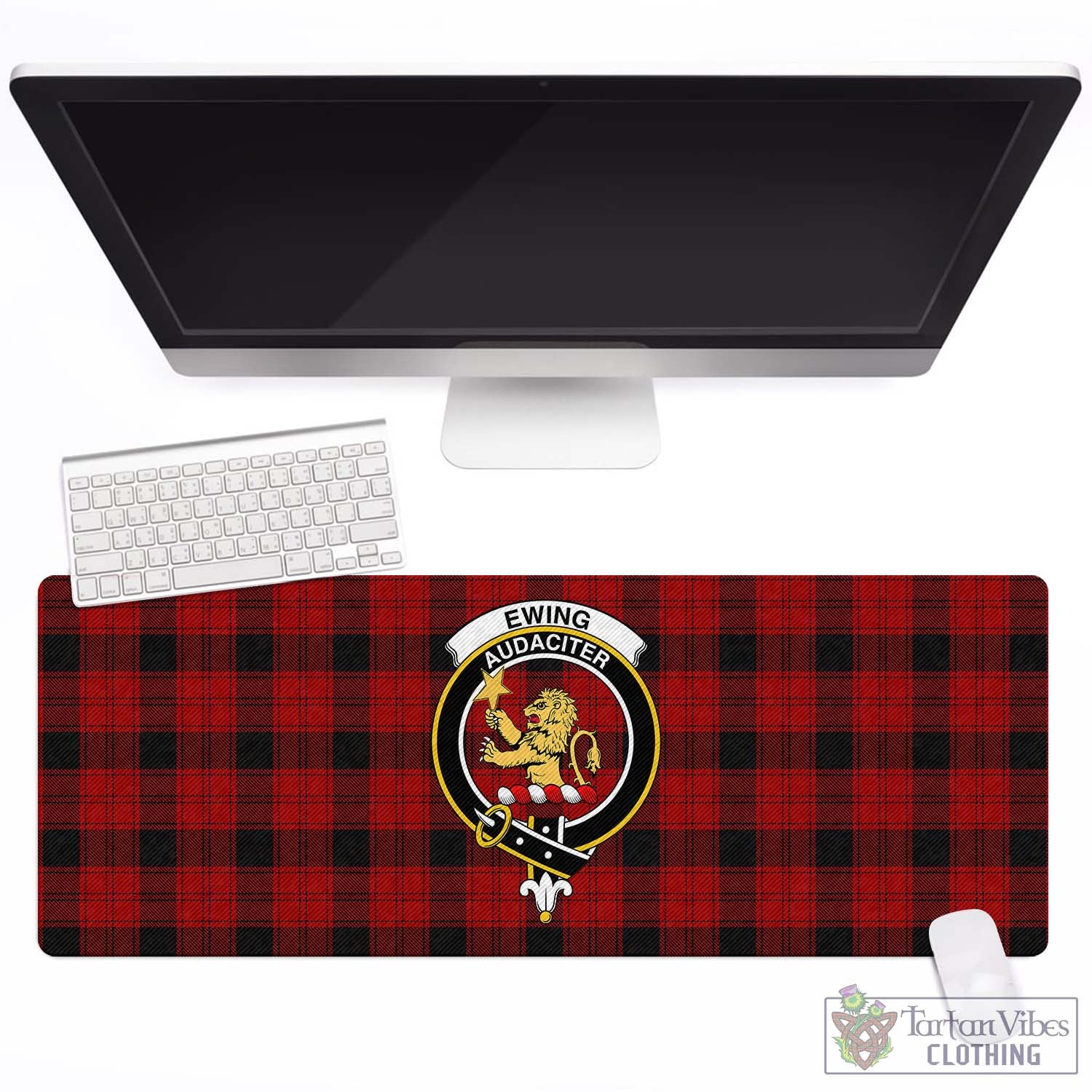 Tartan Vibes Clothing Ewing Tartan Mouse Pad with Family Crest