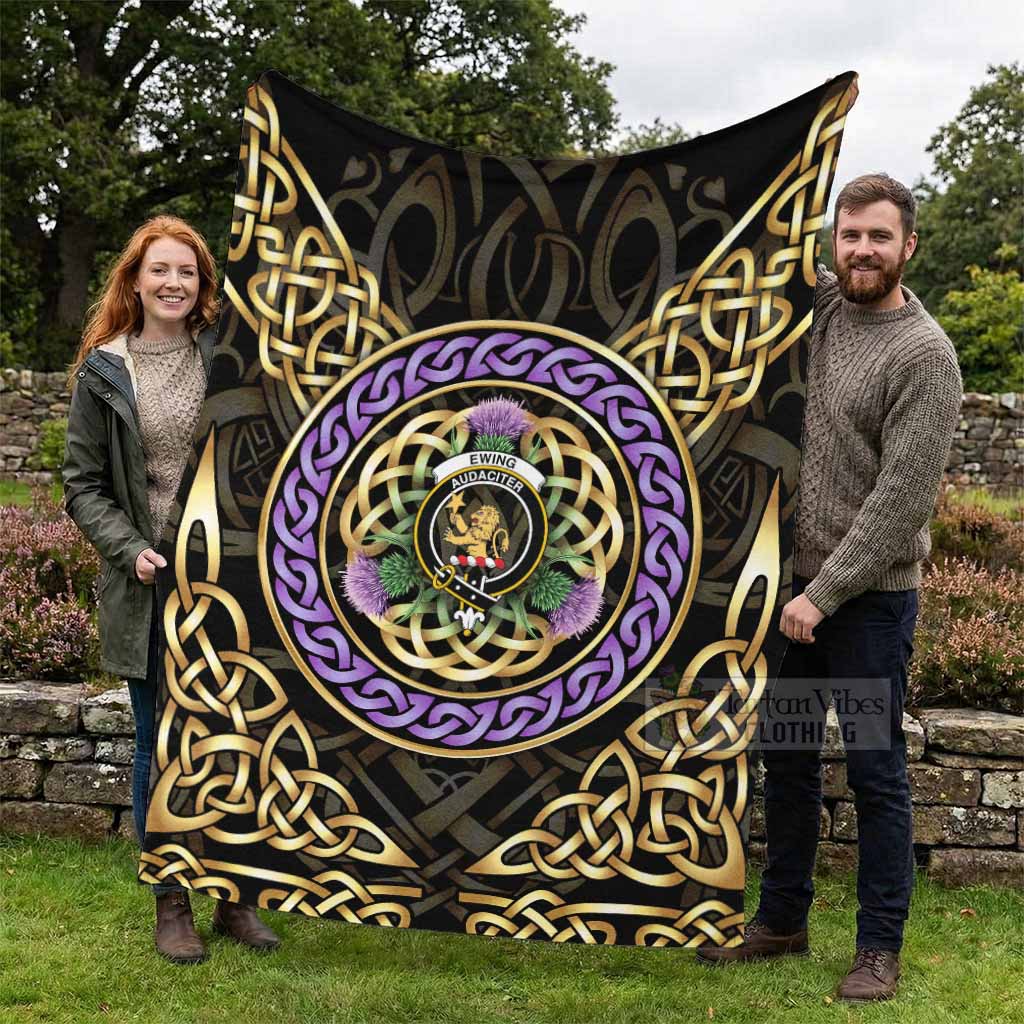 Ewing Clan Crest Blanket Celtic Scottish Thistle
