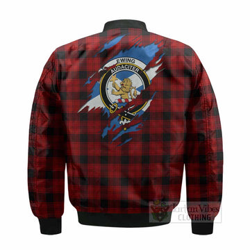 Ewing Clan Crest In Me Tartan Bomber Jacket Scotland Flag Style