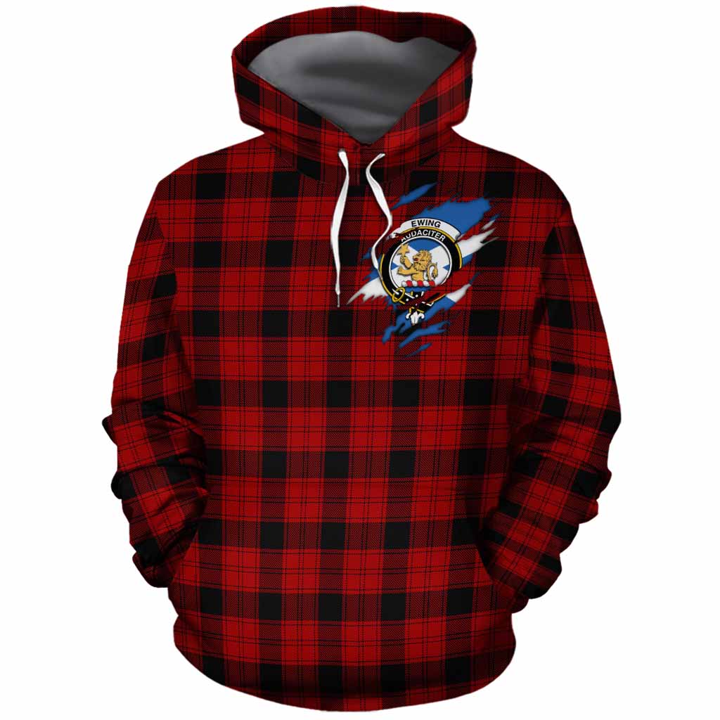 Ewing Clan Crest In Me Tartan Cotton Hoodie Scotland Flag Style