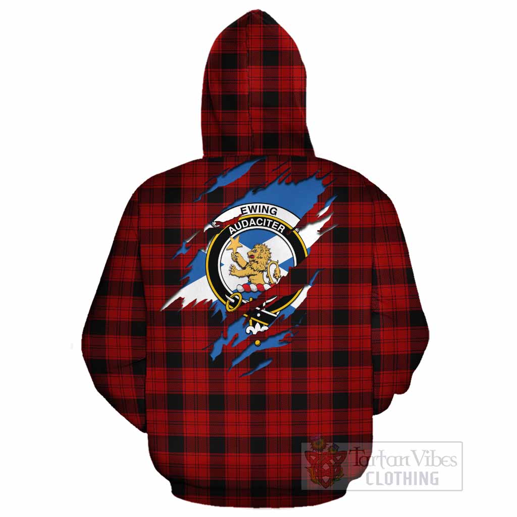 Ewing Clan Crest In Me Tartan Cotton Hoodie Scotland Flag Style