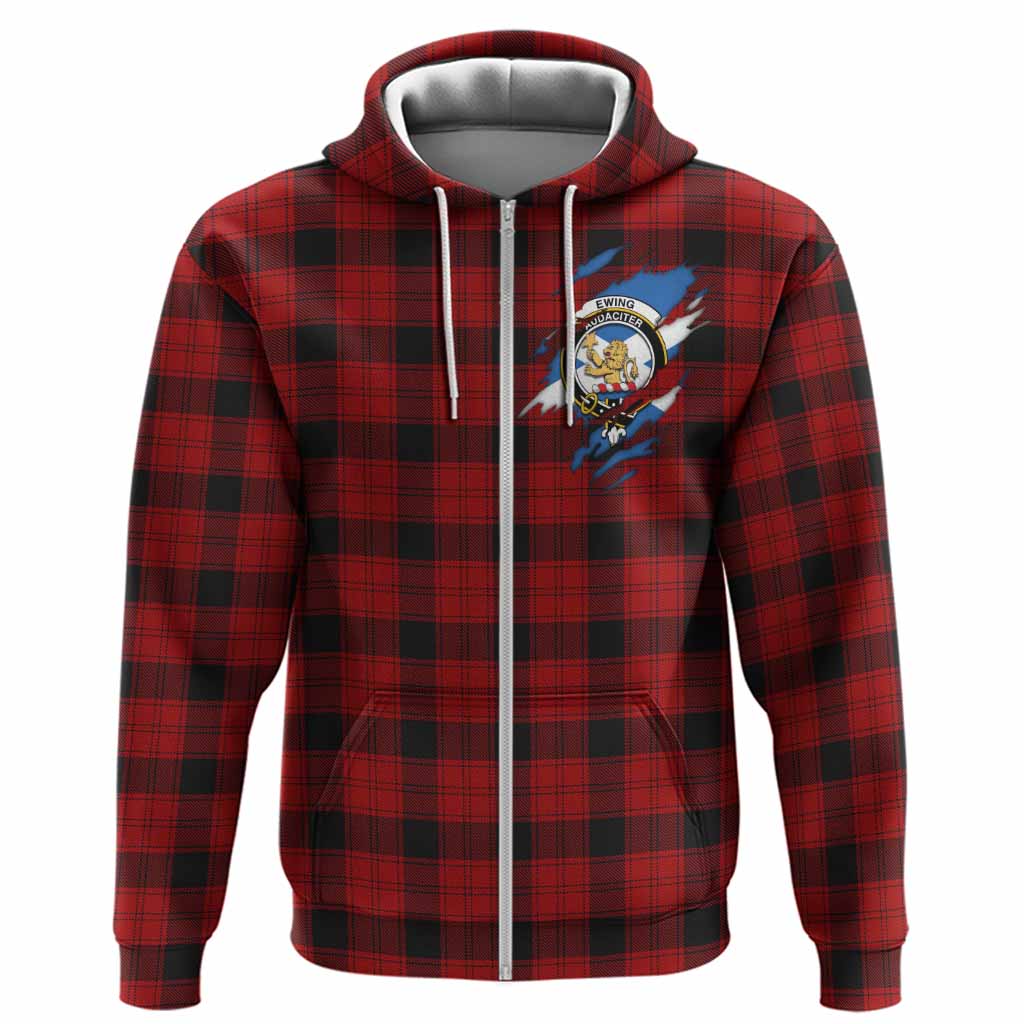 Ewing Clan Crest In Me Tartan Hoodie Scotland Flag Style