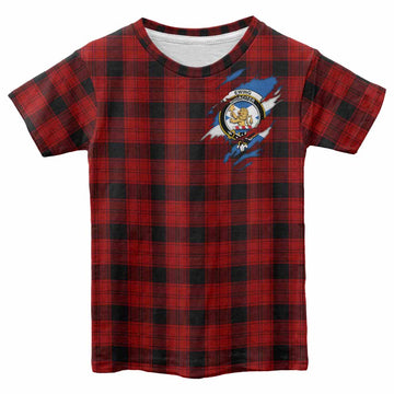 Ewing Clan Crest In Me Tartan Kid T-shirt Scotland Flag Style