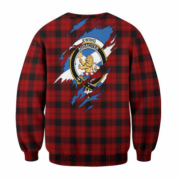 Ewing Clan Crest In Me Tartan Sweatshirt Scotland Flag Style