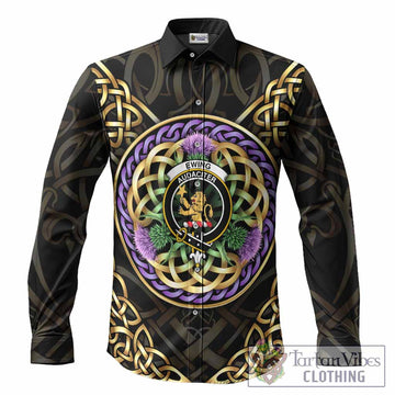 Ewing Clan Crest Long Sleeve Button Shirts Celtic Scottish Thistle