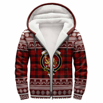 Ewing Clan Tartan Christmas Fleece Hoodie with Family Crest