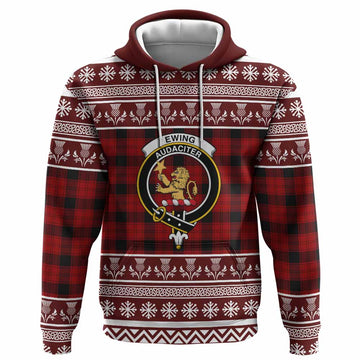Ewing Clan Tartan Christmas Hoodie with Family Crest