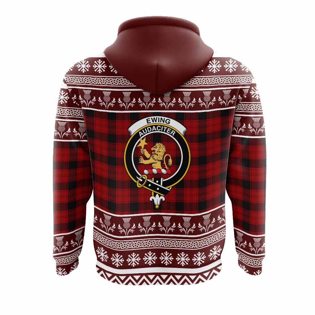 Ewing Clan Tartan Christmas Hoodie with Family Crest - Tartan Vibes Clothing