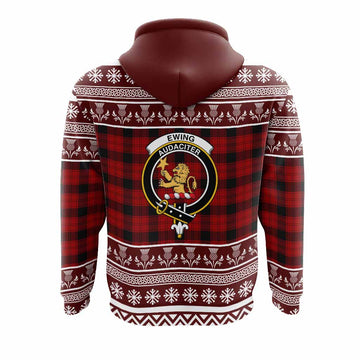 Ewing Clan Tartan Christmas Hoodie with Family Crest