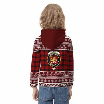 Ewing Clan Tartan Christmas Kid Hoodie with Family Crest