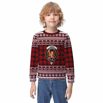 Ewing Clan Tartan Christmas Kid Ugly Sweatshirt with Family Crest