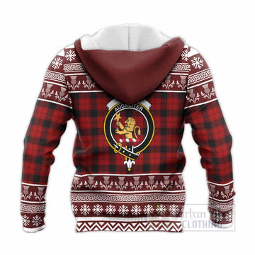 Ewing Clan Tartan Christmas Knitted Hoodie with Family Crest