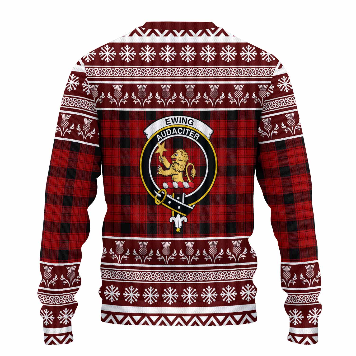 Ewing Clan Tartan Christmas Ugly Sweater with Family Crest - Tartan Vibes Clothing