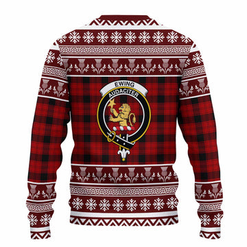 Ewing Clan Tartan Christmas Ugly Sweater with Family Crest